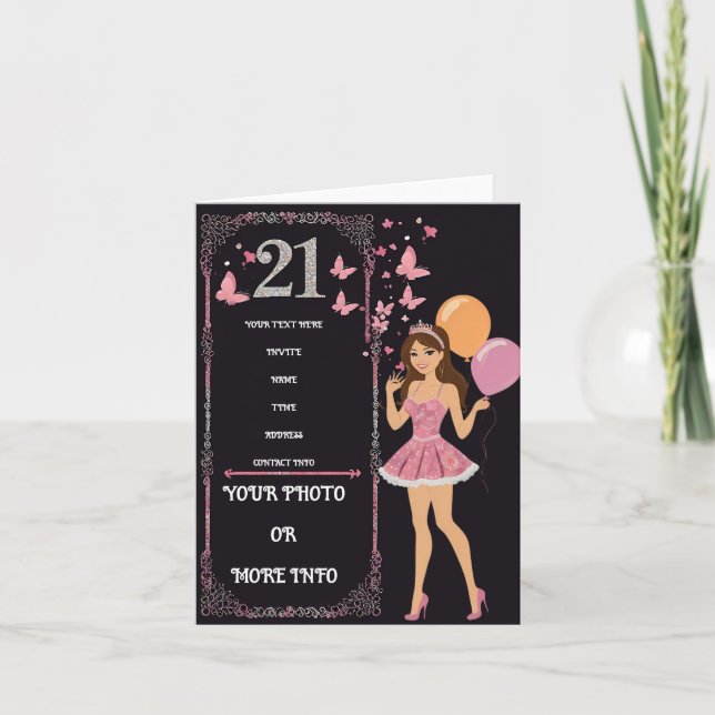 Birthday design with personalised photo options invitation (Front)