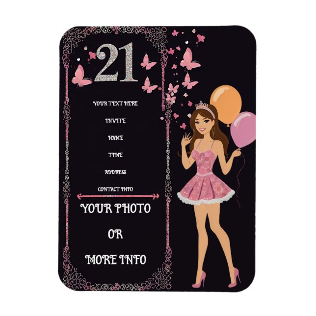 Birthday design with personalised photo options magnet (Vertical)