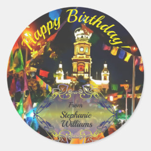 Birthday Dia de Los Muertos PV-190130 Classic Round Sticker