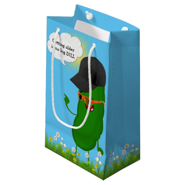 Birthday Dill Pickle with Glasses Small Gift Bag (Front Angled)