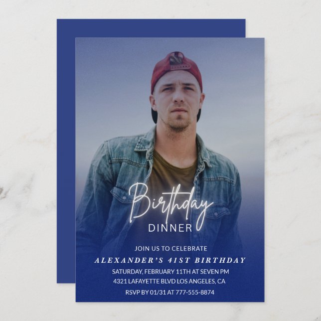 Birthday Dinner 41st birthday invitation Photo Men (Front/Back)