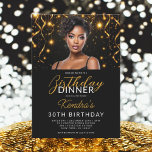 Birthday Dinner Gold and Black Photo Instagram  Invitation<br><div class="desc">Set the tone for an unforgettable evening with this stylish Gold and Black Birthday Dinner Instagram Invitation. Featuring a modern design, elegant gold accents, and a photo upload option, it perfectly blends sophistication and personalisation. Share the joy and excitement of your special day while impressing your guests with its sleek,...</div>