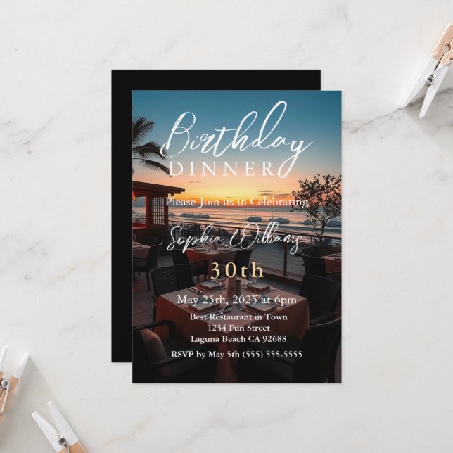 Birthday Dinner Invitation (Front/Back In Situ)