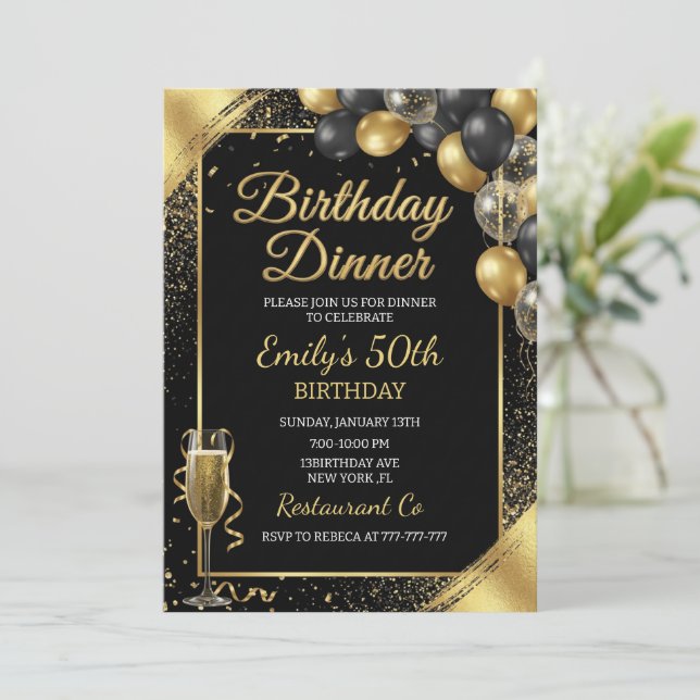 Birthday Dinner Invitation (Standing Front)