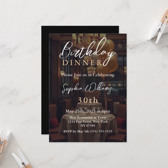 Birthday Dinner Invitation (Front/Back In Situ)