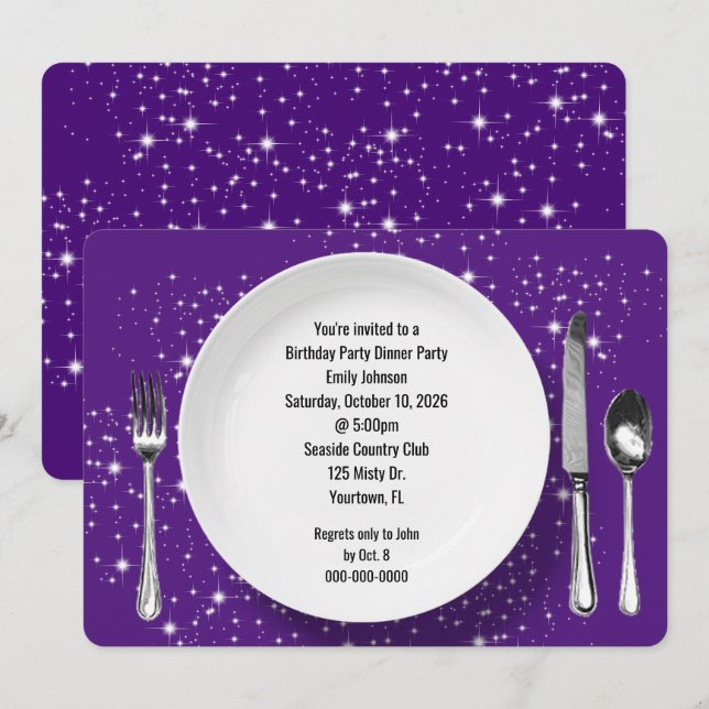 Birthday Dinner Party On Stars Invitation (Front/Back)