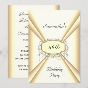 Birthday Dinner Party white and yellow gold Invitation