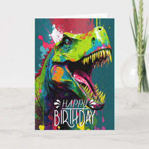Birthday Dinosaur Blue kids Jurassic  Card