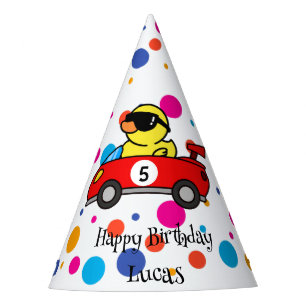 Birthday Dinosaur race car boy red racing kid name Party Hat