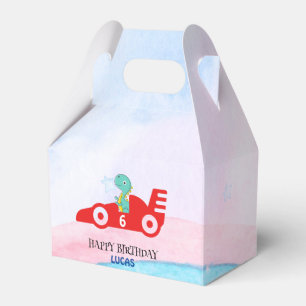 Birthday Dinosaur race car red racing boy kid name Favour Box