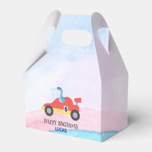 Birthday Dinosaur race car red racing boy kid name Favour Box