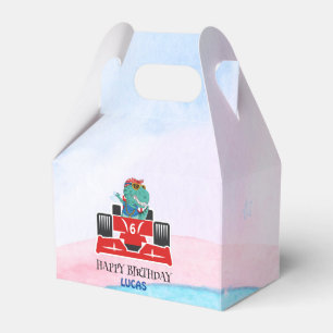 Birthday Dinosaur race car red racing boy kid name Favour Box