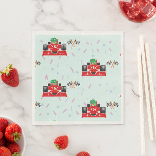 Birthday Dinosaur race car red racing boy kid name Napkin