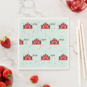 Birthday Dinosaur race car red racing boy kid name Napkin