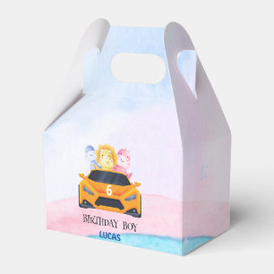 Birthday Dinosaur race car yellow boy kid name Favour Box
