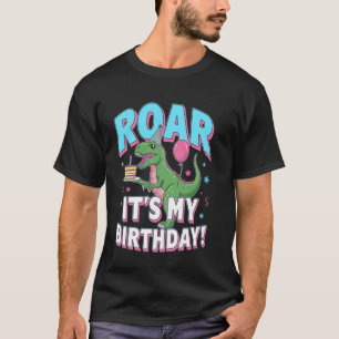 Birthday Dinosaur With Cake Art T-Shirt
