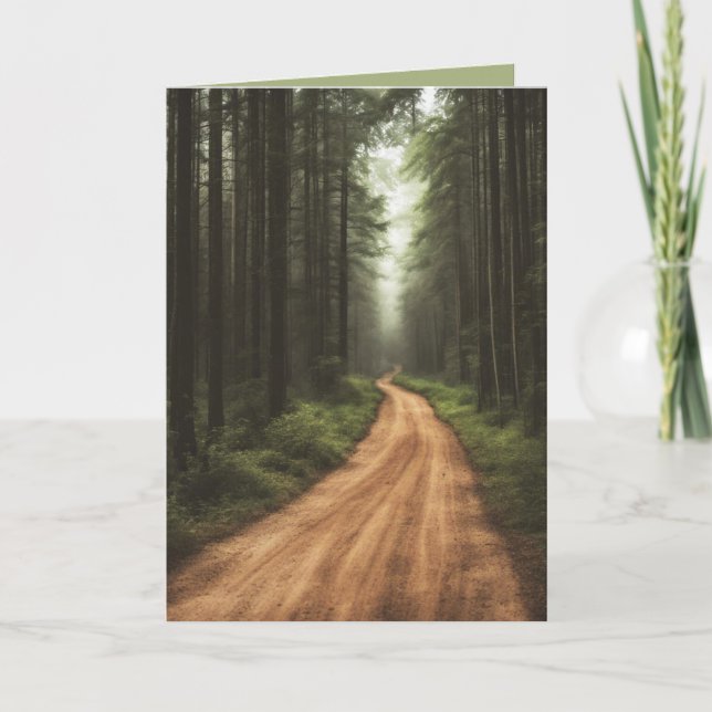 Birthday Dirt Road In Green Forest Card (Front)
