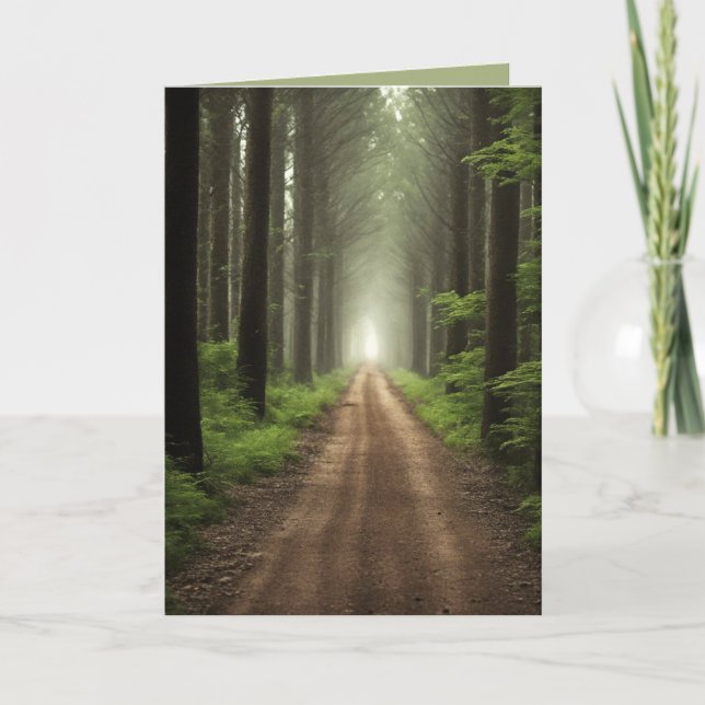 Birthday Dirt Road In Green Forest Card (Front)