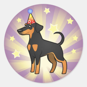 Birthday Doberman Pinscher (floppy ears) Classic Round Sticker