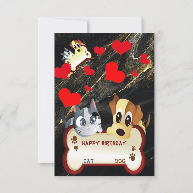 Birthday  Dog&cat Animal Card (Front)