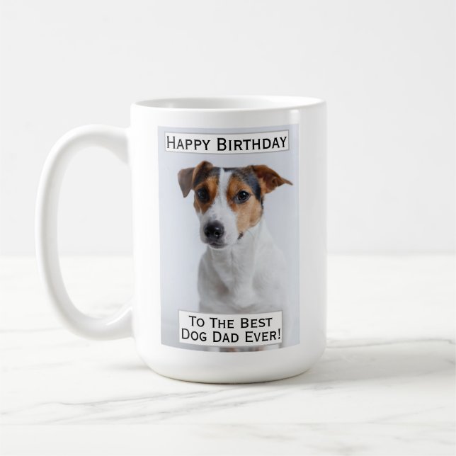 Birthday Dog Dad Best Ever Pet Photo Coffee Mug (Left)
