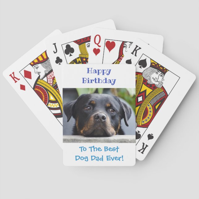 Birthday Dog Dad World's Best Ever Pet Photo Playing Cards (Back)