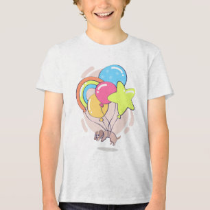Birthday Dog Floating Balloons Cute Tri-Blend Shirt