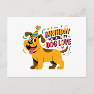 Birthday Dog Love Party Illustration Holiday Postcard