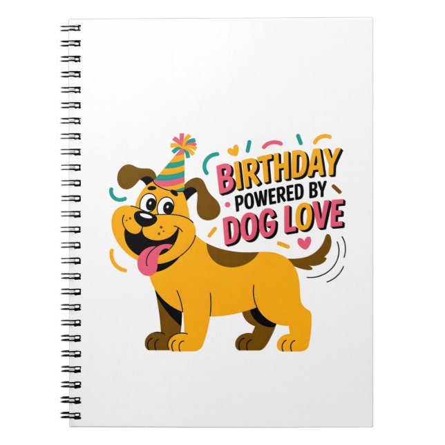 Birthday Dog Love Party Illustration Notebook (Front)