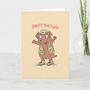 Birthday : Dog with camouflage vest (Birthday1000) Card