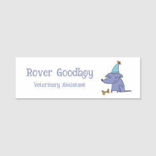 Birthday Dog with Party Hat Personalized  Name Tag