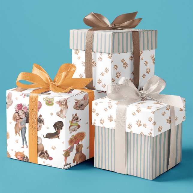 Birthday Dog Wrapping Paper Sheets  (Celebrate a special dog birthday or adoption with this adorable wrapping paper set! )