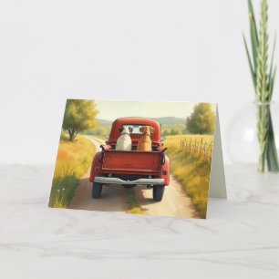 Birthday Dogs In a Red Retro Truck Card