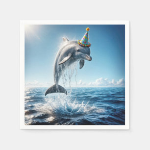 Birthday Dolphin Leaping Out of Water Napkin