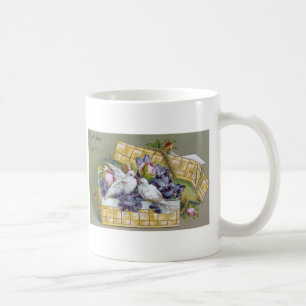 Birthday Dove and Basket Vintage Postcard Coffee Mug