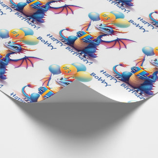 Birthday Dragon Add Name & Age Wrapping Paper