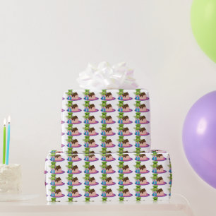 Birthday Dragon cartoon wrapping paper