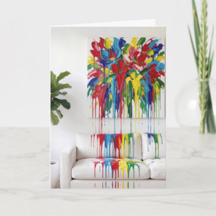 Birthday Dripping Abstract Canvas Art Card