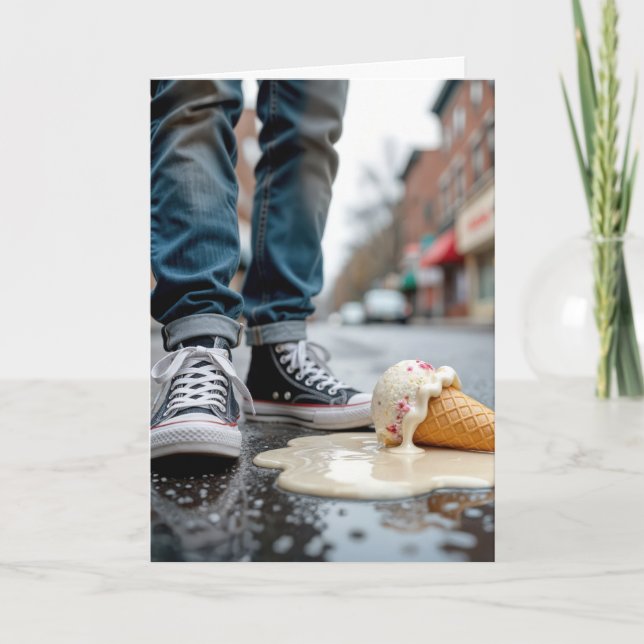 Birthday Dropped Ice Cream Cone By Sneakers Card (Front)