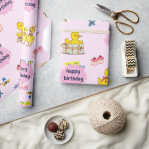 Birthday Duck-Cute Cartoon Animal Gift Wrapping Paper