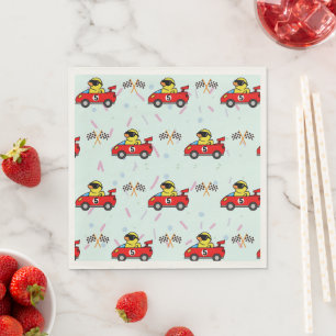 Birthday Duck race car red racing boy kid name Napkin