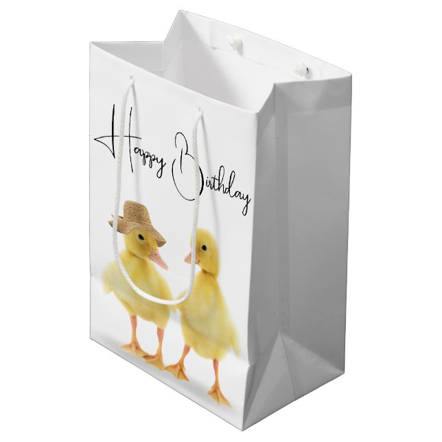 Birthday Duckling Couple  Medium Gift Bag (Front Angled)