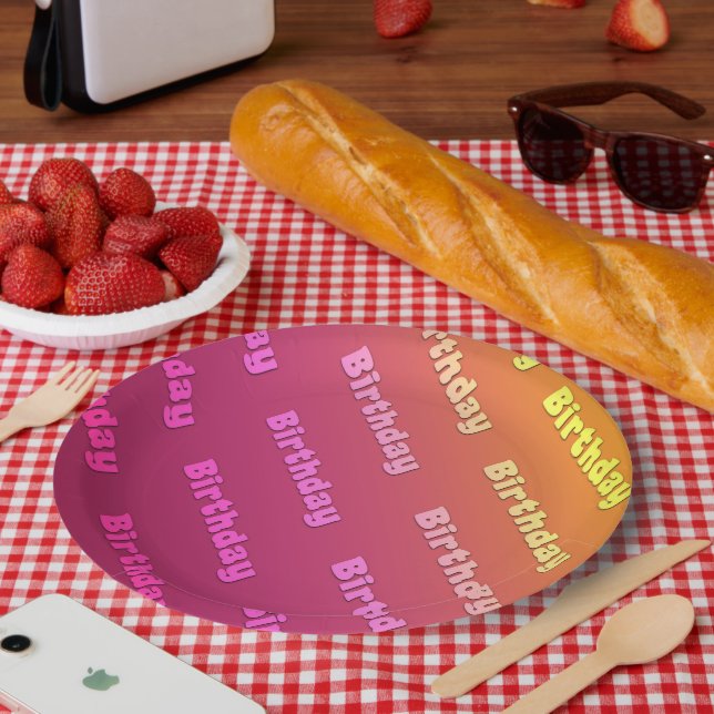 Birthday (duel colour pink) paper plate (Picnic)
