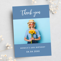 Birthday dusty blue photo simple elegant