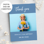 Birthday dusty blue photo thank you card<br><div class="desc">A dusty blue background.  Personalise and add your photo and thank you note.</div>