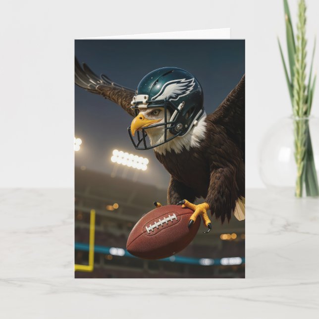 Birthday Eagle Flying With a Football Card (Front)