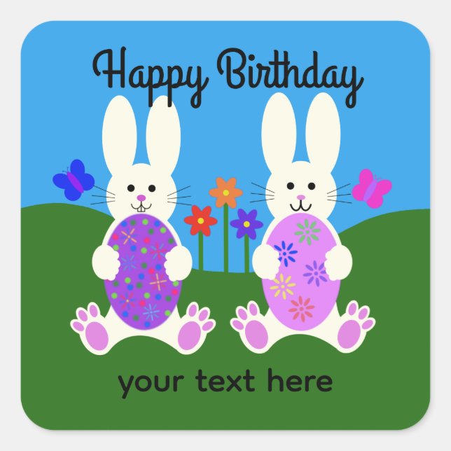 Birthday Easter Bunny #6 Stickers (Front)