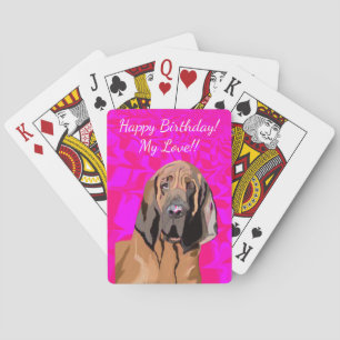 Birthday Editable Blood Hound photo & text Playing Cards
