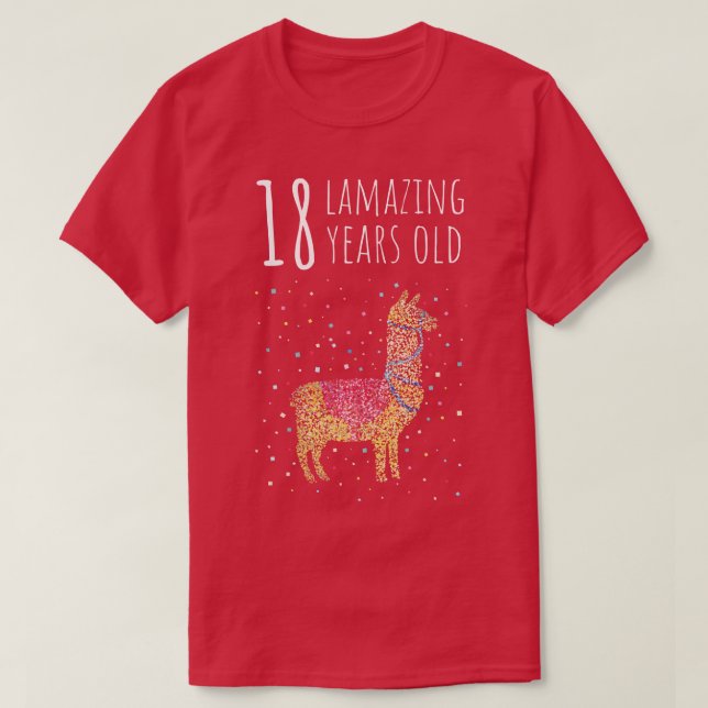Birthday Eighteen 18 Llama Alpaca T-Shirt (Design Front)