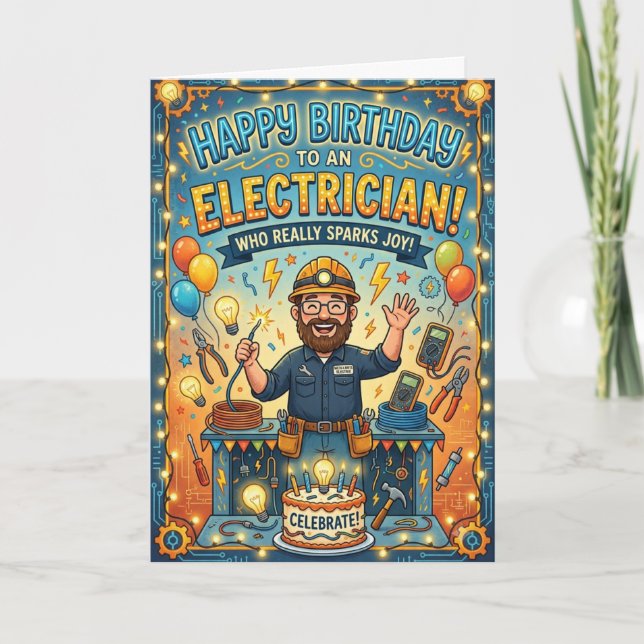 Birthday Electrician Card (Front)